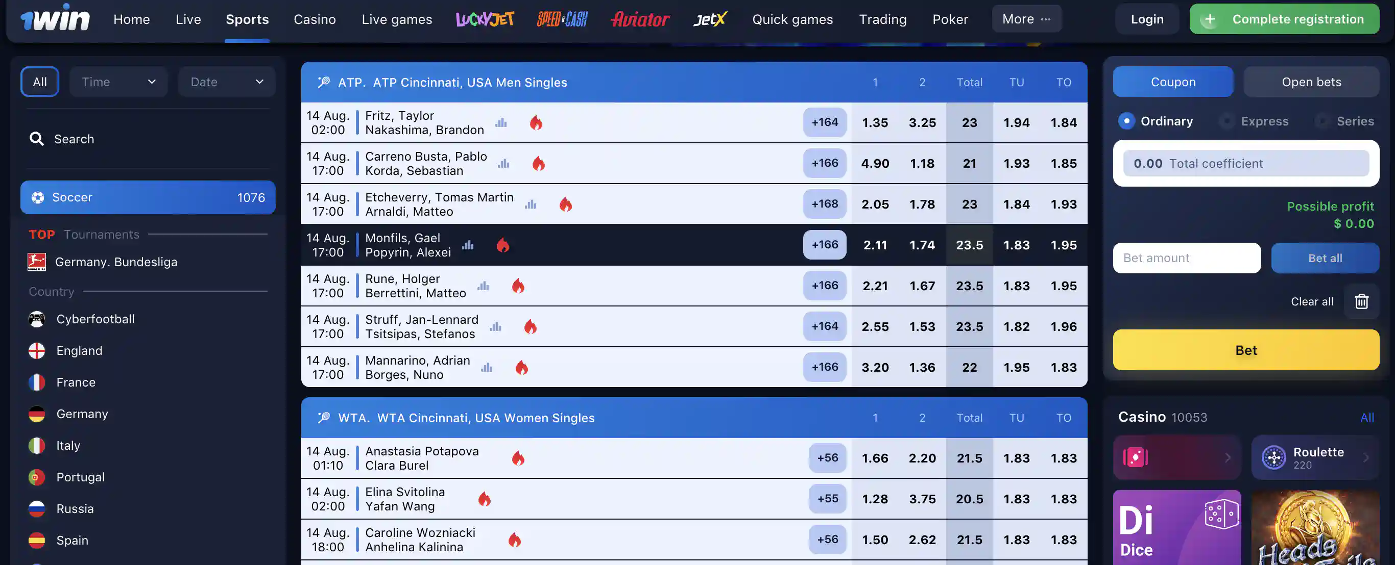 Top 1win betting sports Top 1win betting sports